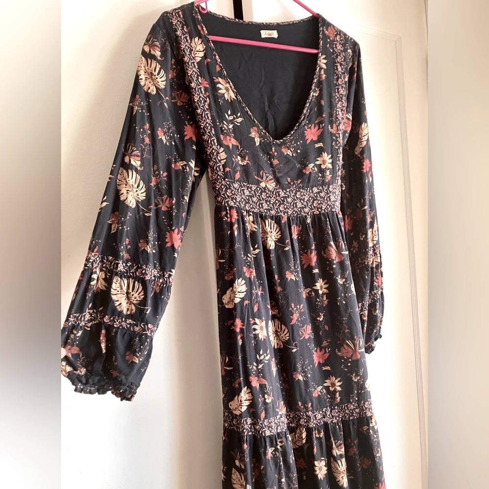 Faherty Floral Long-Sleeve Tiered Maxi Dress